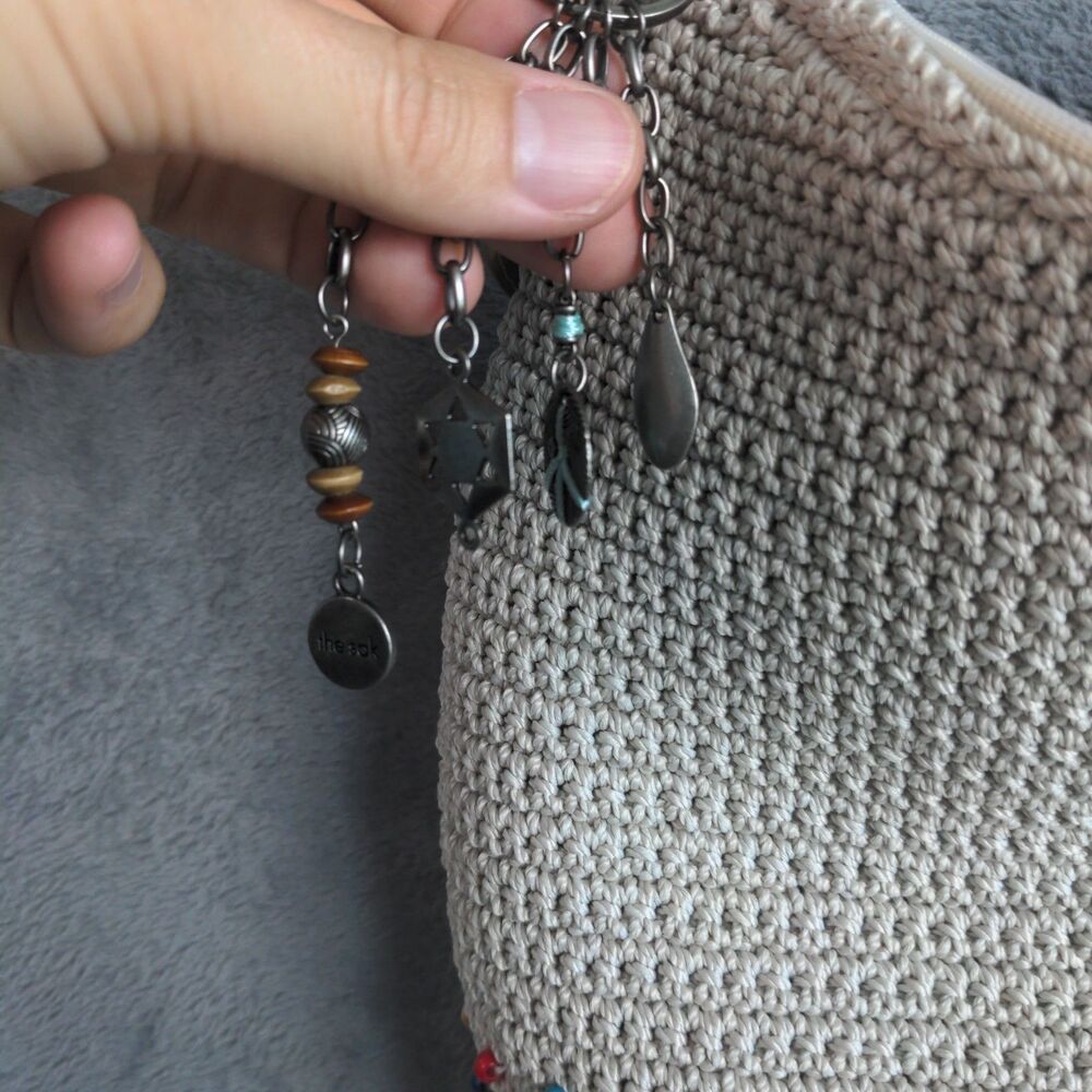 NWOT The Sak Sequoia Hobo Handbag Crochet Multi Beaded Boho Shoulder Bag Charms - Picture 7 of 10